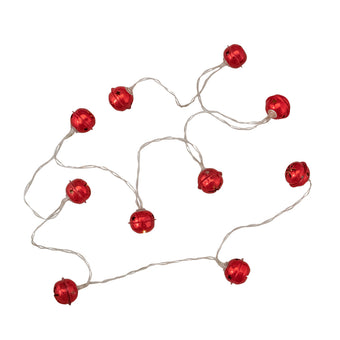 10 Count Warm White Led Red Christmas Bells Fairy Lights