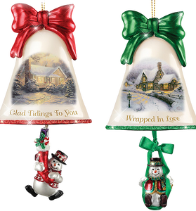 Christmas Ornaments- Thomas Kinkade Ringing In The Holidays Ornament Set