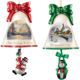 Christmas Ornaments- Thomas Kinkade Ringing In The Holidays Ornament Set