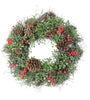 Glittered Pine Cone And Red Berry Artificial Christmas Wreath