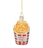 Golden Yellow Red And White French Fries Glass Christmas Ornament