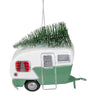Green And White Rv Camper Van With Tree Christmas Ornament