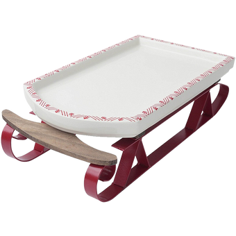 Hallmark Home Holiday Ceramic and Metal Serving Sleigh Platter