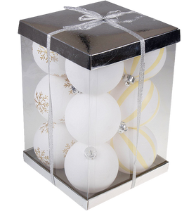 Large White Shatterproof Christmas Ornaments - 12 Pack Variety Bundle