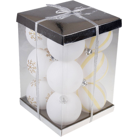 Large White Shatterproof Christmas Ornaments - 12 Pack Variety Bundle