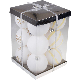 Large White Shatterproof Christmas Ornaments - 12 Pack Variety Bundle