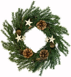 Pine Cones And Stars Pine Sprig Christmas Wreath
