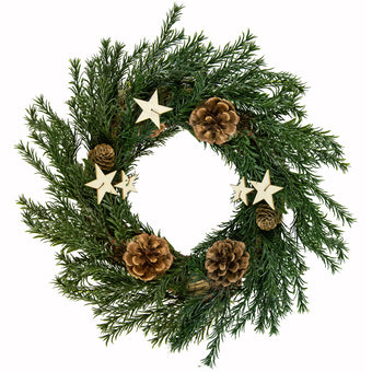 Pine Cones And Stars Pine Sprig Christmas Wreath