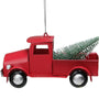 Red Vintage Truck With Frosted Tree Christmas Ornament