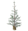 Snow Covered Slim Pine Artificial Christmas Tree With Jute Base