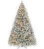 Yaheetech 9 Ft Pre Lit Flocked Artificial Christmas Tree Snow Frosted